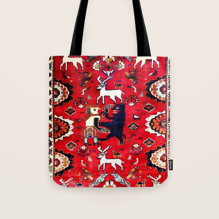 Qashqaâi Fars Southwest Persian Hunting Rug Print Tote Bag Gallery Image 1