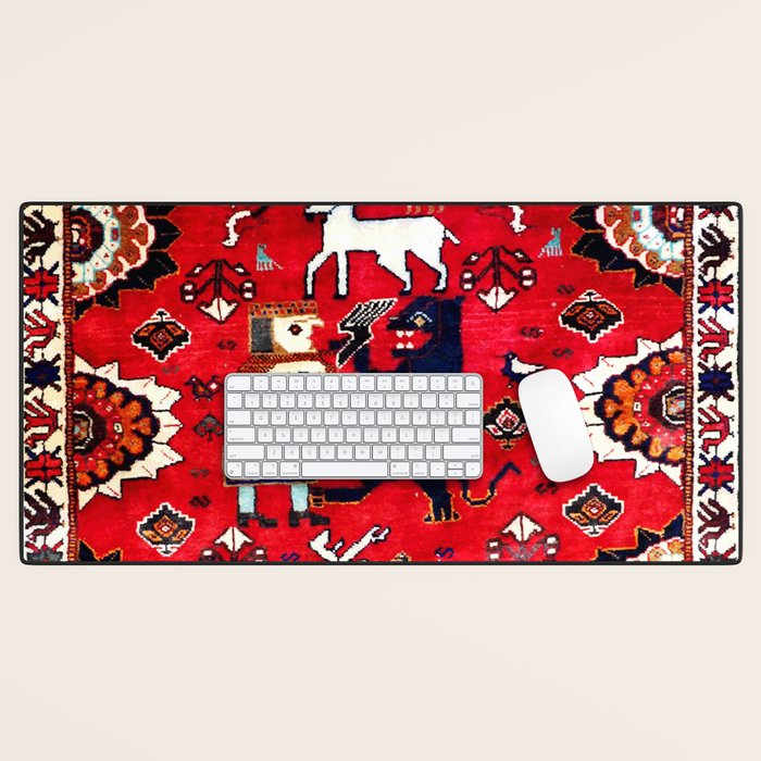 Qashqaâi Fars Southwest Persian Hunting Rug Print Desk Mat Gallery Image 1
