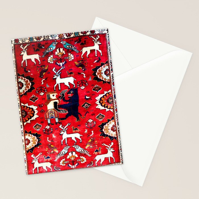 Qashqaâi Fars Southwest Persian Hunting Rug Print Stationery Card Gallery Image 2