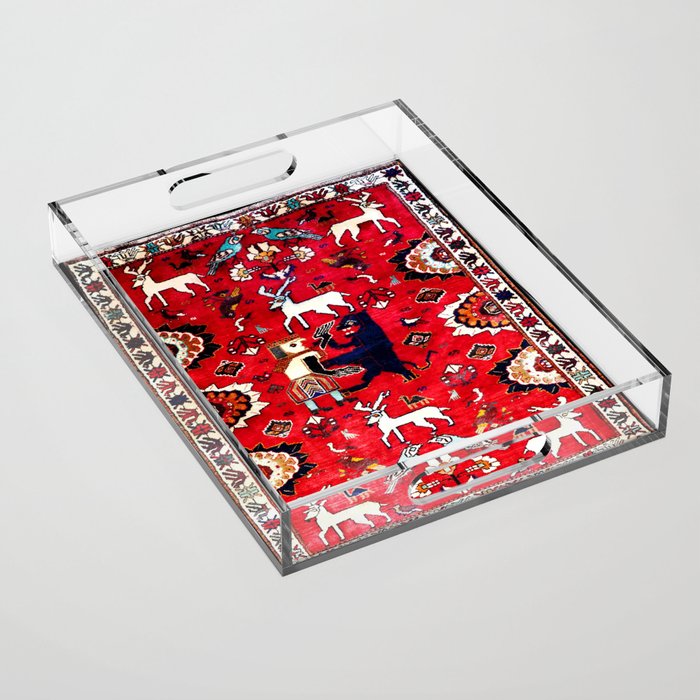 Qashqaâi Fars Southwest Persian Hunting Rug Print Acrylic Tray Gallery Image 1