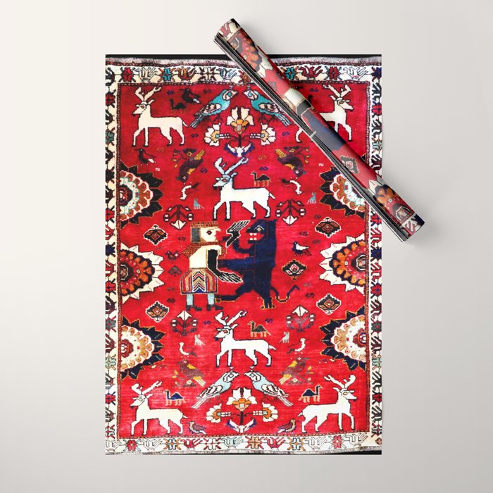 Qashqaâi Fars Southwest Persian Hunting Rug Print Wrapping Paper Gallery Image 1