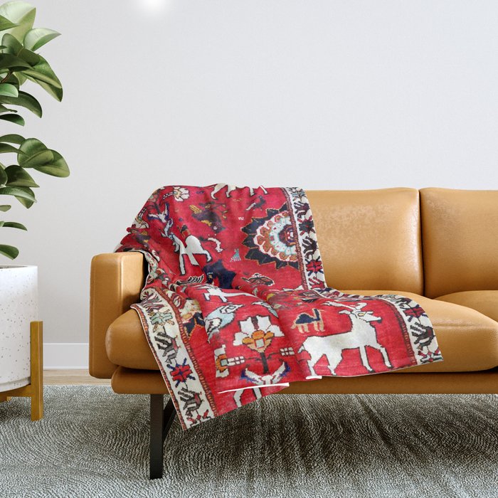 Qashqaâi Fars Southwest Persian Hunting Rug Print Throw Blanket Gallery Image 1