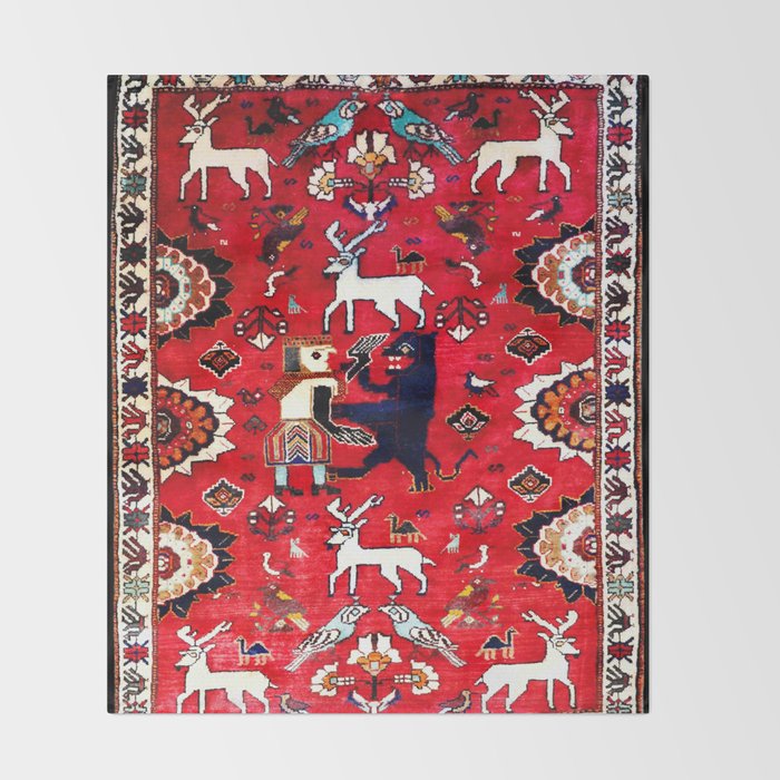 Qashqaâi Fars Southwest Persian Hunting Rug Print Throw Blanket Gallery Image 2