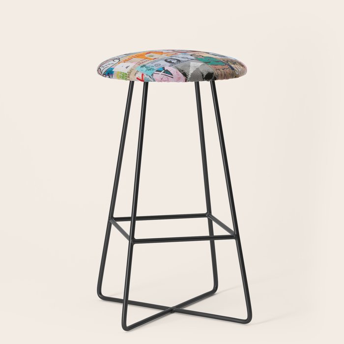 Sticker and graffiti wall background 6 - Berlin street art photography Stool Gallery Image 1