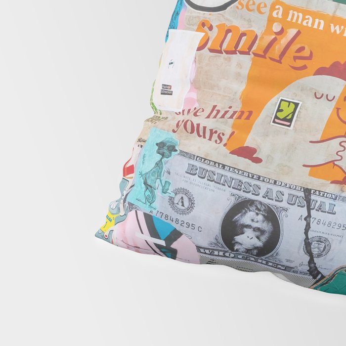 Sticker and graffiti wall background 6 - Berlin street art photography Pillow Sham Gallery Image 4