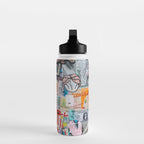 Sticker and graffiti wall background 6 - Berlin street art photography Water Bottle Gallery Image 3