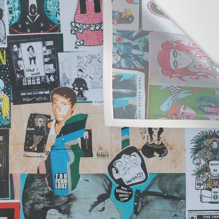 Sticker and graffiti wall background 6 - Berlin street art photography Wall Tapestry Gallery Image 3