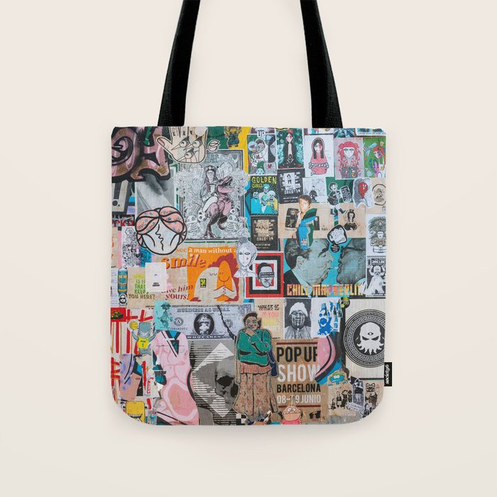 Sticker and graffiti wall background 6 - Berlin street art photography Tote Bag Gallery Image 1
