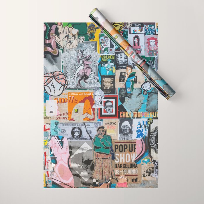 Sticker and graffiti wall background 6 - Berlin street art photography Wrapping Paper Gallery Image 1