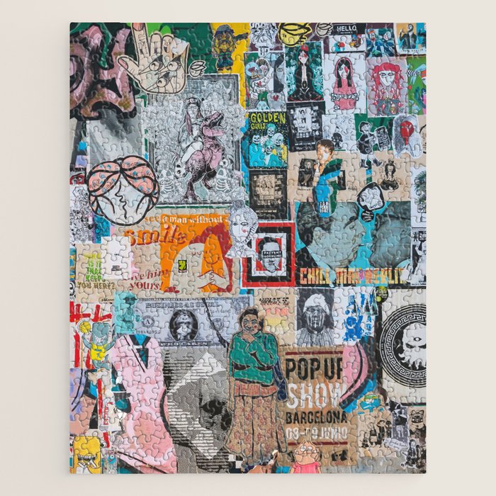 Sticker and graffiti wall background 6 - Berlin street art photography Jigsaw Puzzle Gallery Image 1