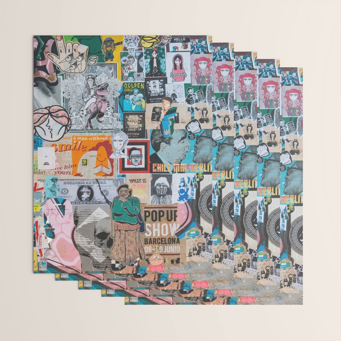 Sticker and graffiti wall background 6 - Berlin street art photography Wrapping Paper Gallery Image 3