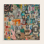 Sticker and graffiti wall background 6 - Berlin street art photography Wood Wall Art Gallery Image 1