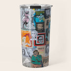 Sticker and graffiti wall background 6 - Berlin street art photography Travel Mug Gallery Image 1
