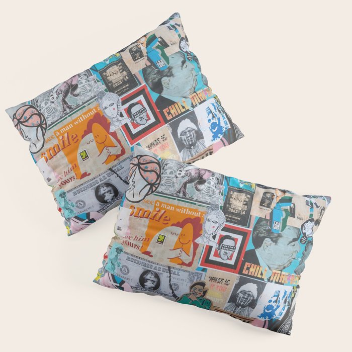 Sticker and graffiti wall background 6 - Berlin street art photography Pillow Sham Gallery Image 3