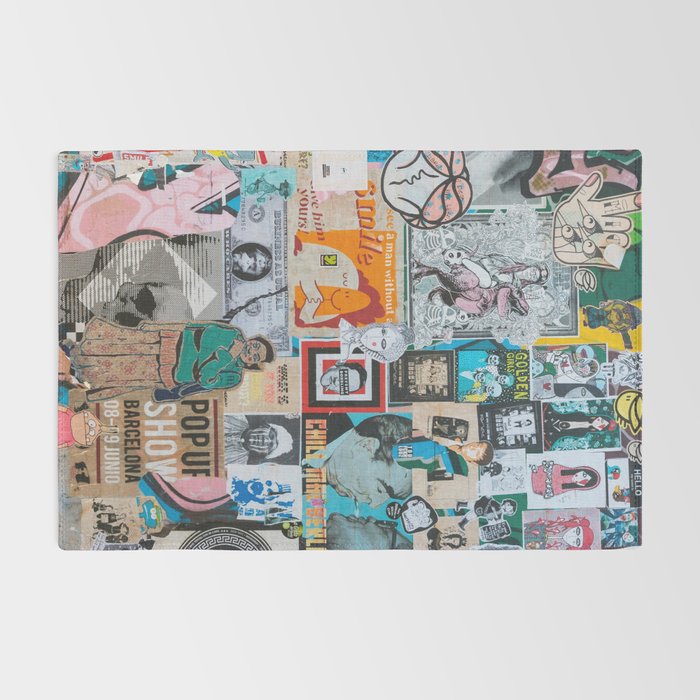 Sticker and graffiti wall background 6 - Berlin street art photography Rug Gallery Image 2