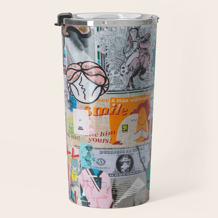 Sticker and graffiti wall background 6 - Berlin street art photography Travel Mug Gallery Image 3