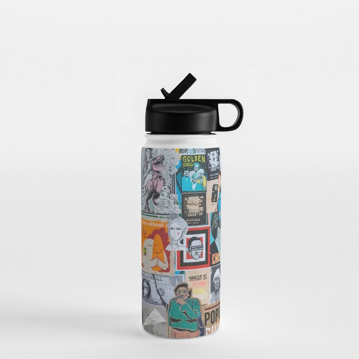 Sticker and graffiti wall background 6 - Berlin street art photography Water Bottle Gallery Image 1