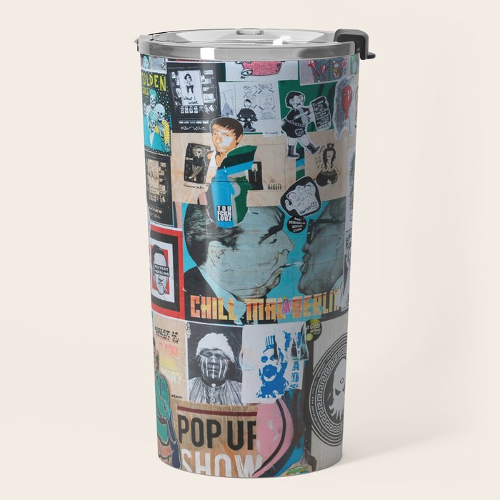 Sticker and graffiti wall background 6 - Berlin street art photography Travel Mug Gallery Image 2