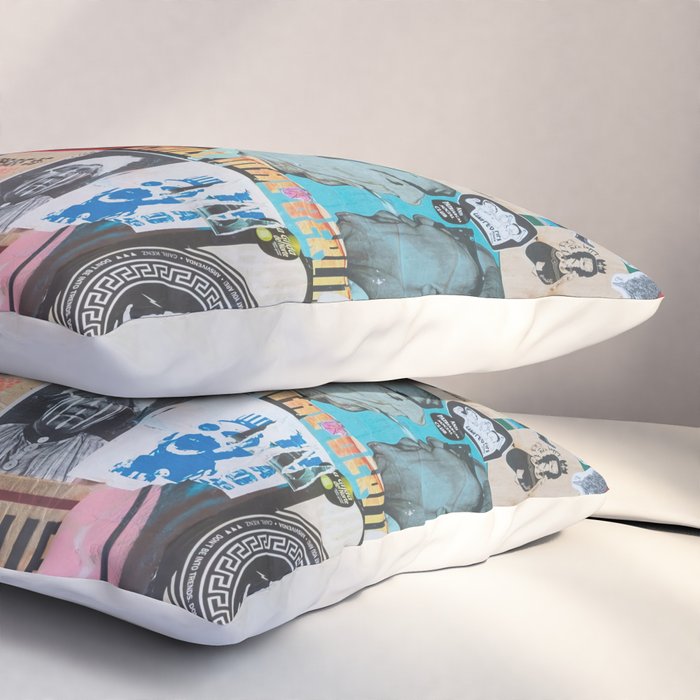 Sticker and graffiti wall background 6 - Berlin street art photography Pillow Sham Gallery Image 3