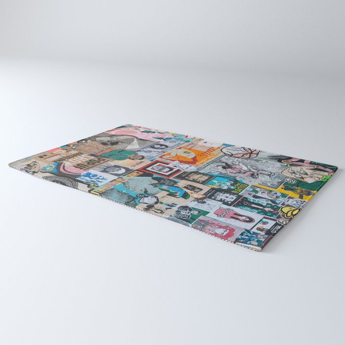 Sticker and graffiti wall background 6 - Berlin street art photography Rug Gallery Image 3