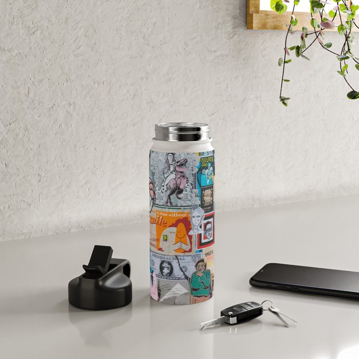 Sticker and graffiti wall background 6 - Berlin street art photography Water Bottle Gallery Image 4