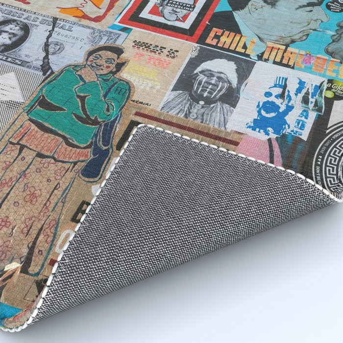 Sticker and graffiti wall background 6 - Berlin street art photography Rug Gallery Image 4