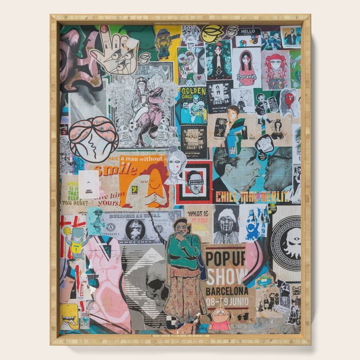 Sticker and graffiti wall background 6 - Berlin street art photography Serving Tray Gallery Image 1