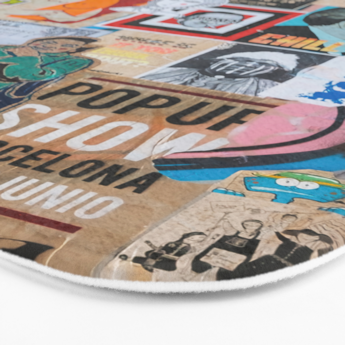 Sticker and graffiti wall background 6 - Berlin street art photography Bath Mat Gallery Image 3