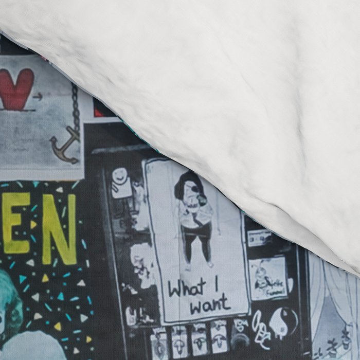 Sticker and graffiti wall background 6 - Berlin street art photography Comforter Gallery Image 4