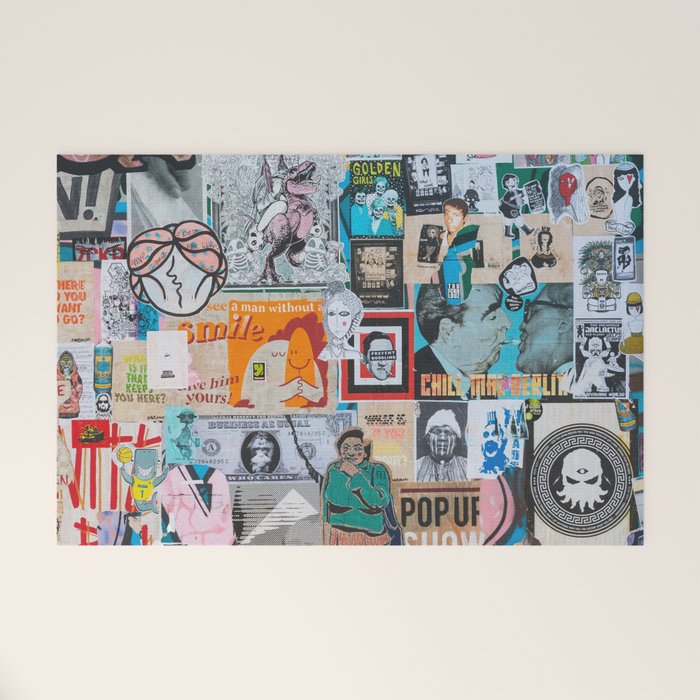 Sticker and graffiti wall background 6 - Berlin street art photography Welcome Mat Gallery Image 1