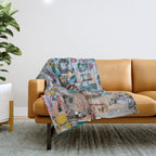 Sticker and graffiti wall background 6 - Berlin street art photography Throw Blanket Gallery Image 1