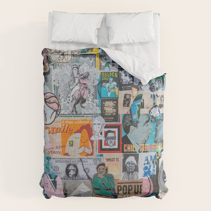 Sticker and graffiti wall background 6 - Berlin street art photography Duvet Cover Gallery Image 6