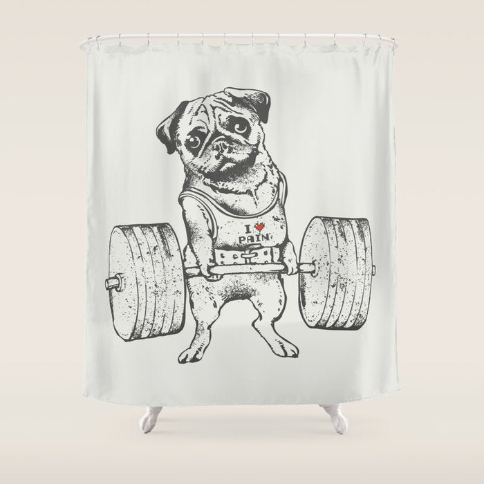 Pug Lift Shower Curtain Gallery Image 1