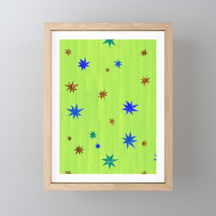 Celestial Star Twinkle in Galaxy Green Watercolor Mini Art Print Gallery Image 1