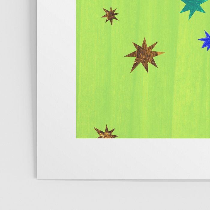 Celestial Star Twinkle in Galaxy Green Watercolor Poster Gallery Image 3