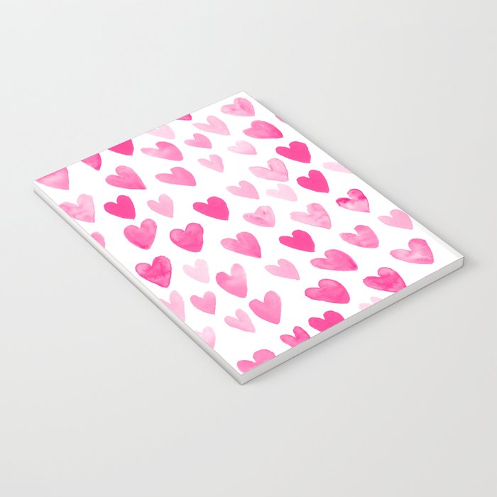 Hearts Pattern watercolor pink heart perfect essential valentines day gift idea for her Notebook Gallery Image 3