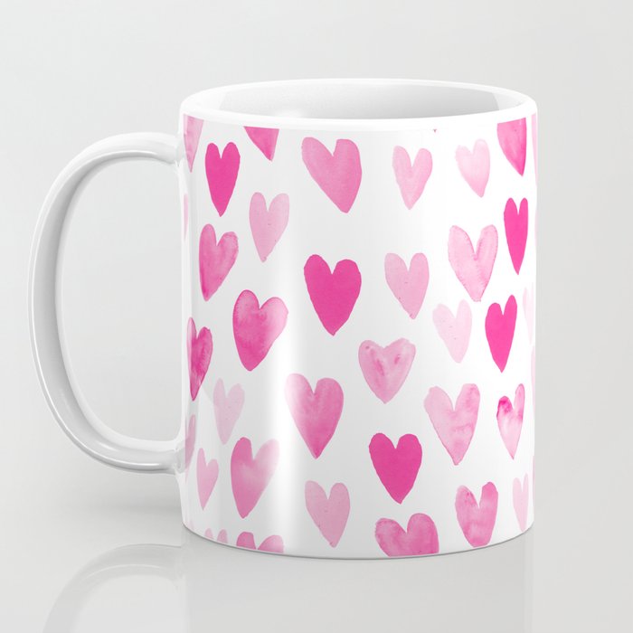 Hearts Pattern watercolor pink heart perfect essential valentines day gift idea for her Coffee Mug Gallery Image 3