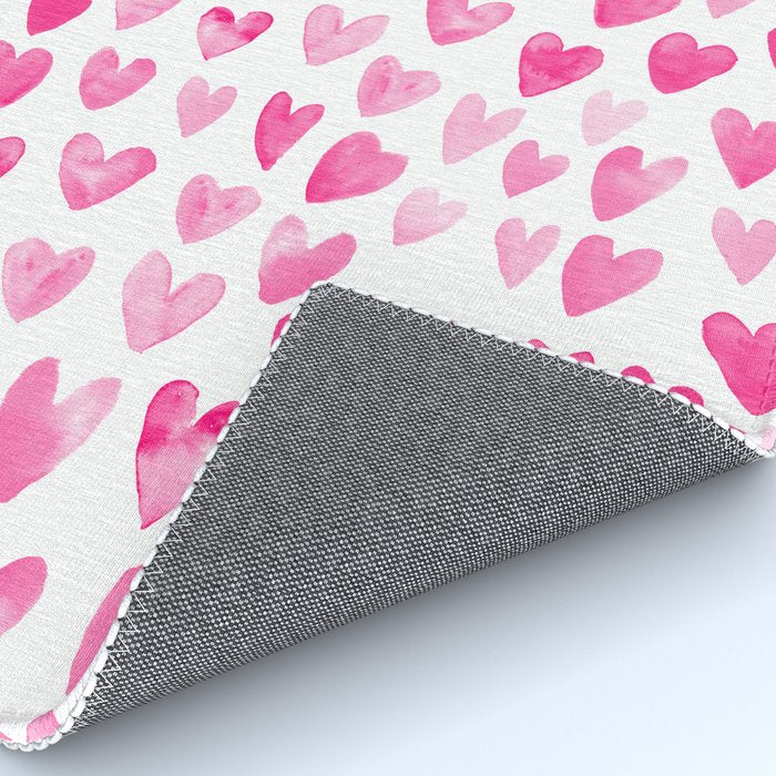 Hearts Pattern watercolor pink heart perfect essential valentines day gift idea for her Rug Gallery Image 4