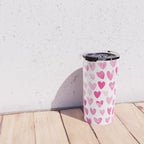 Hearts Pattern watercolor pink heart perfect essential valentines day gift idea for her Travel Mug Gallery Image 4