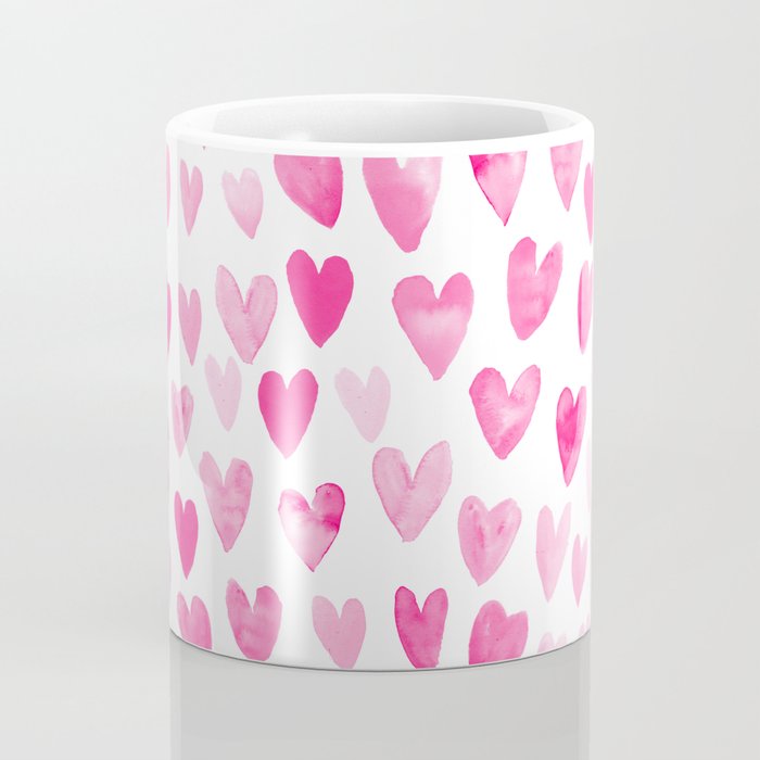 Hearts Pattern watercolor pink heart perfect essential valentines day gift idea for her Coffee Mug Gallery Image 4
