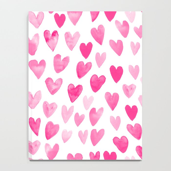 Hearts Pattern watercolor pink heart perfect essential valentines day gift idea for her Notebook Gallery Image 4
