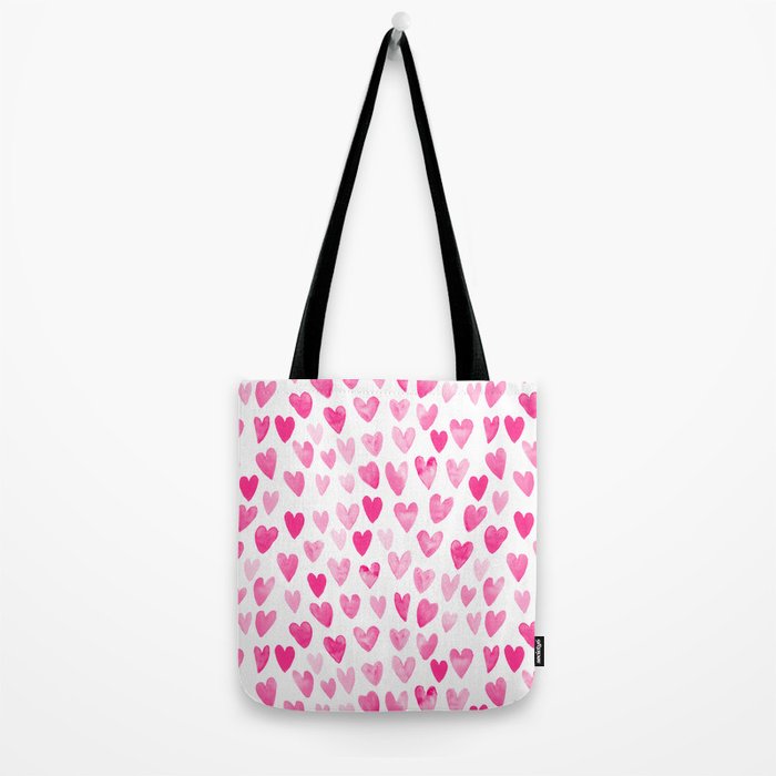 Hearts Pattern watercolor pink heart perfect essential valentines day gift idea for her Tote Bag Gallery Image 2