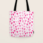 Hearts Pattern watercolor pink heart perfect essential valentines day gift idea for her Tote Bag Gallery Image 1