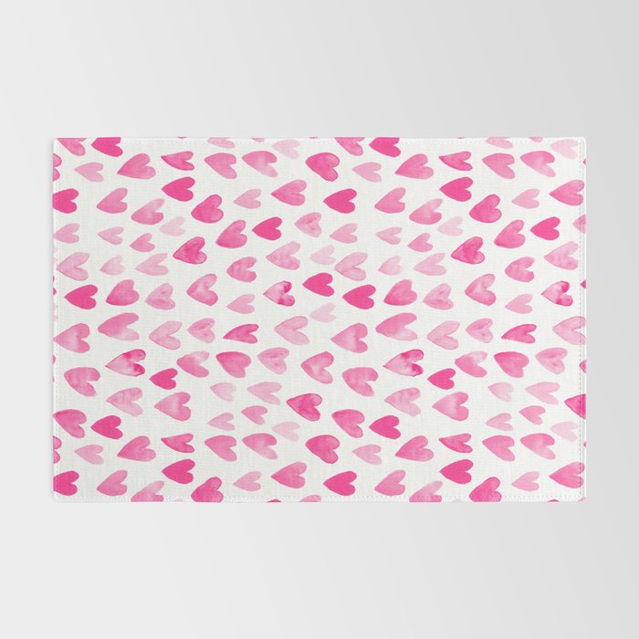 Hearts Pattern watercolor pink heart perfect essential valentines day gift idea for her Rug Gallery Image 2