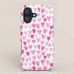 Hearts Pattern watercolor pink heart perfect essential valentines day gift idea for her iPhone Case Gallery Image 1