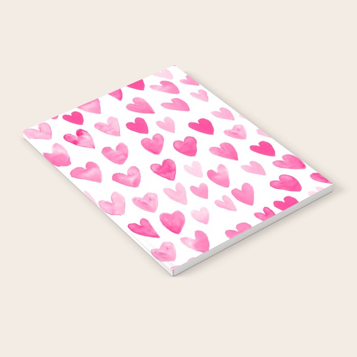 Hearts Pattern watercolor pink heart perfect essential valentines day gift idea for her Notebook Gallery Image 1