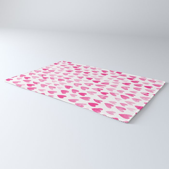 Hearts Pattern watercolor pink heart perfect essential valentines day gift idea for her Rug Gallery Image 3