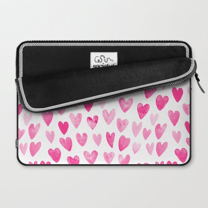 Hearts Pattern watercolor pink heart perfect essential valentines day gift idea for her Laptop Sleeve Gallery Image 2