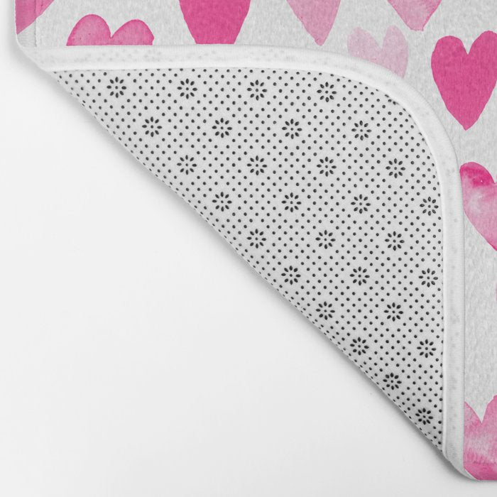 Hearts Pattern watercolor pink heart perfect essential valentines day gift idea for her Bath Mat Gallery Image 2