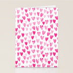 Hearts Pattern watercolor pink heart perfect essential valentines day gift idea for her Stationery Card Gallery Image 2